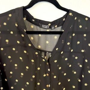 CLOSET CLEAR OUT  A.n.a. Sheer black blouse with gold stars